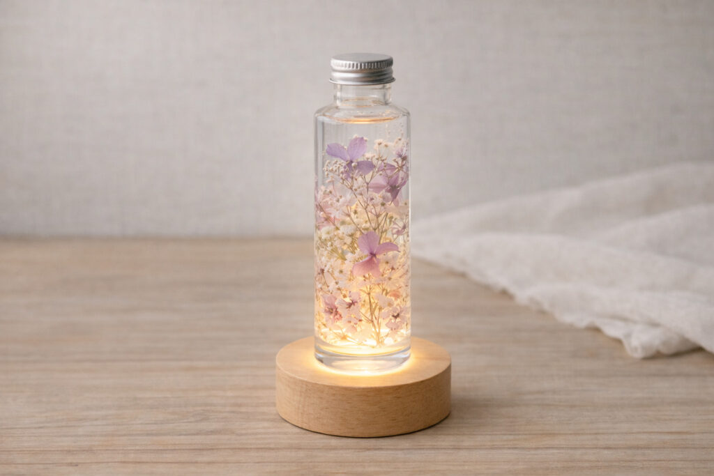 LED台座月のハーバリウム