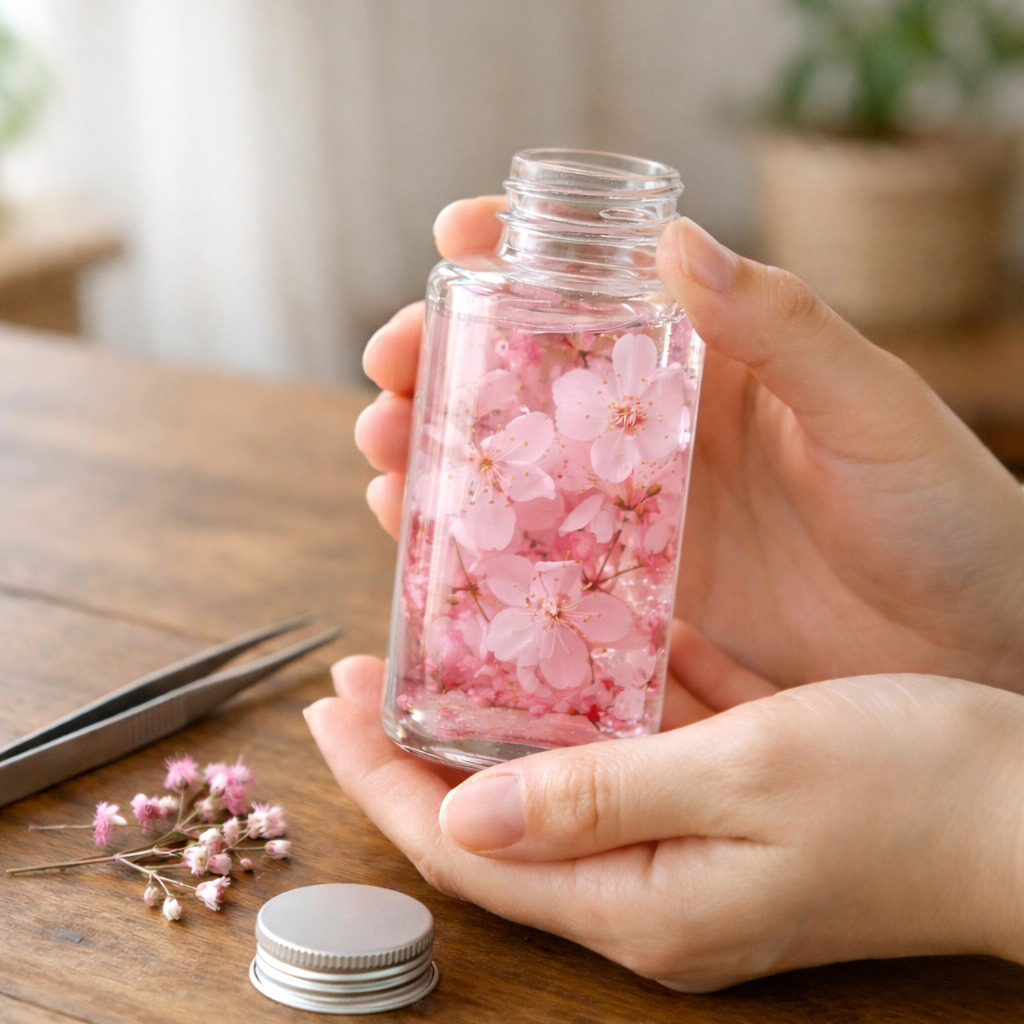 ハーバリウムを作っている様子