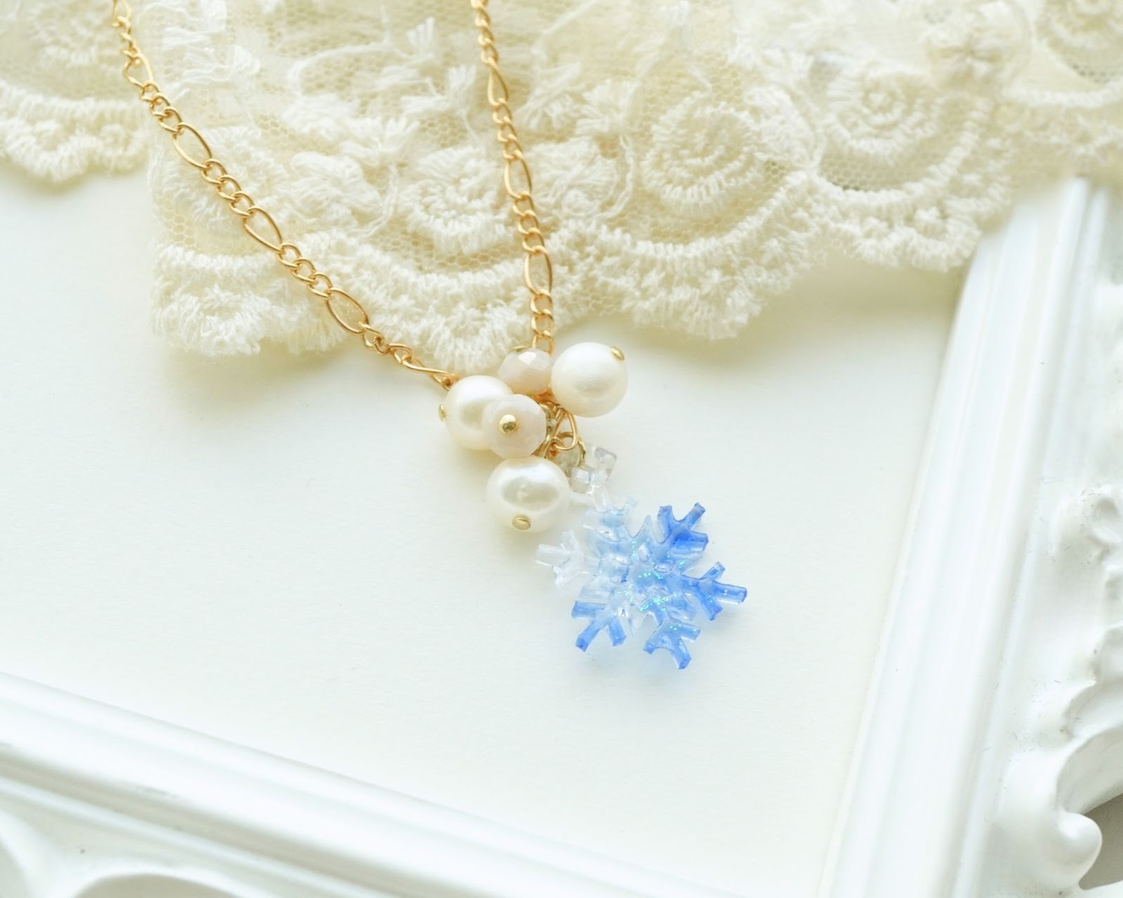 冬にきらめく雪の結晶ペンダント制作過程5