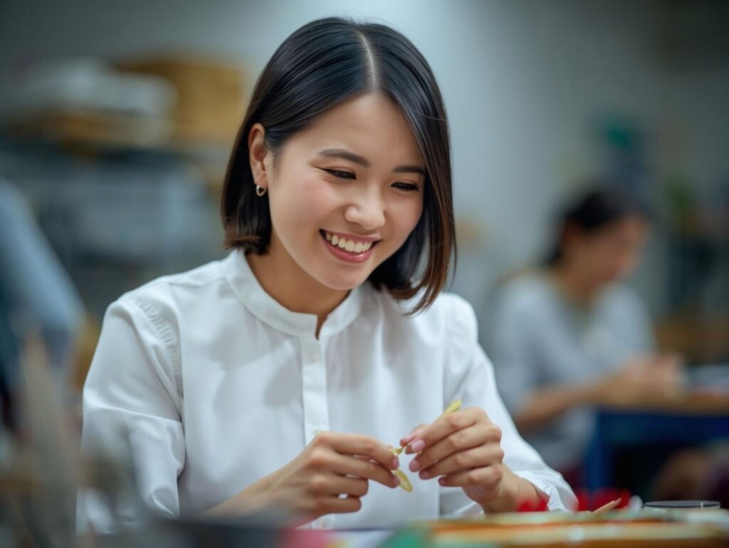 ハンドメイドのワークショップの開き方参加している女性の様子