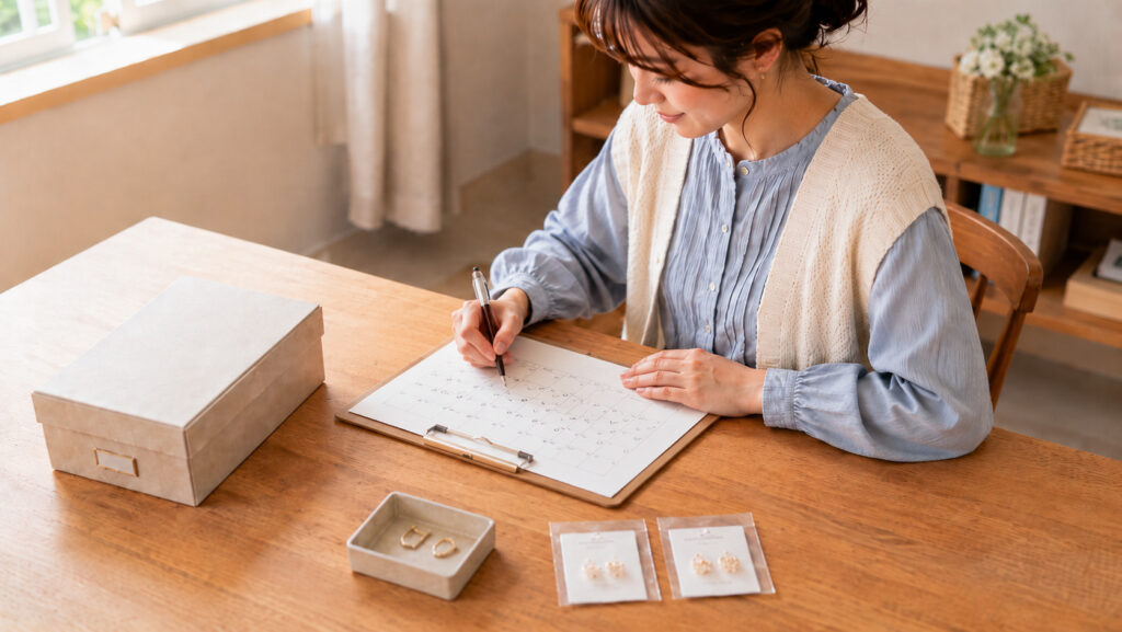 ハンドメイド作家さんが在庫管理をしている