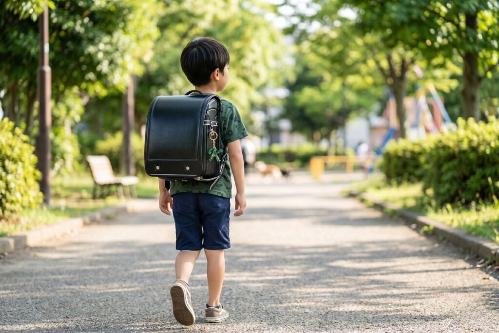 男の子向けレジンキーホルダーをつけている男の子のイメージ